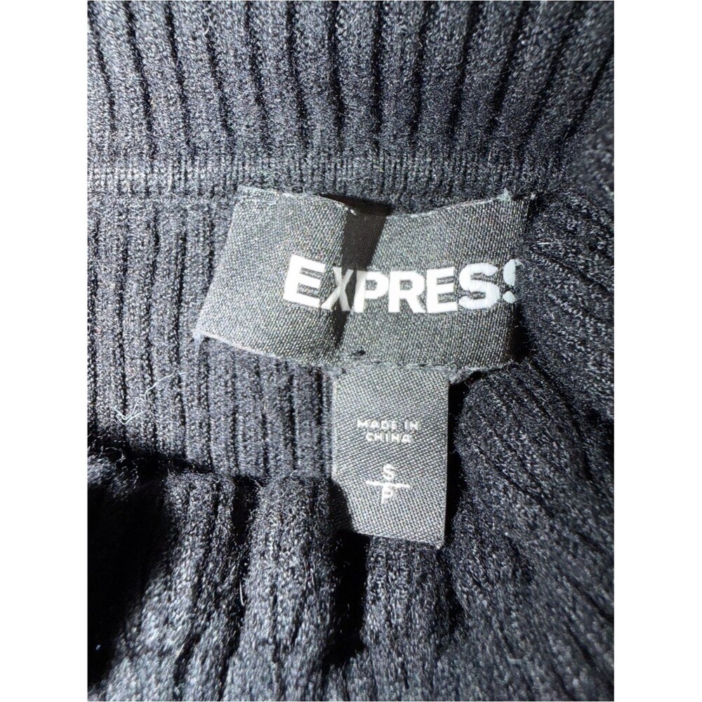 Express Black Ruffled Mock Neck Ribbed Sweater Sz S - Picture 4 of 4